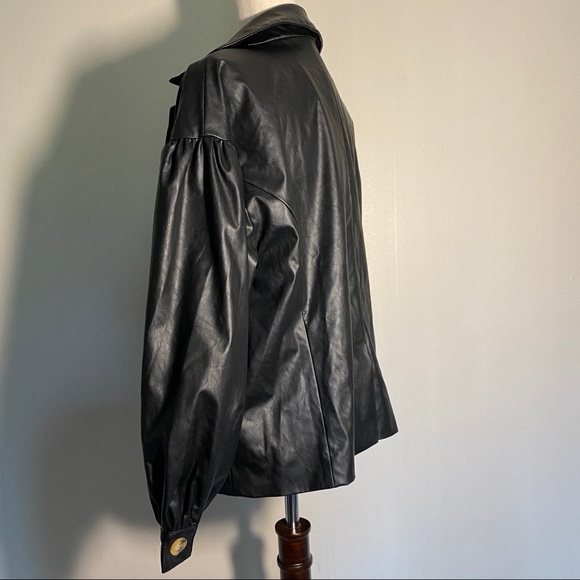 What Not To Wear Jet Black Faux Leather Jacket - Picture 2 of 8